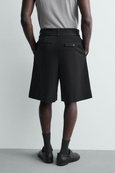 RELAXED FIT BERMUDA SHORTS WITH PLEATS AND BELT - Black by Zara - Image 2