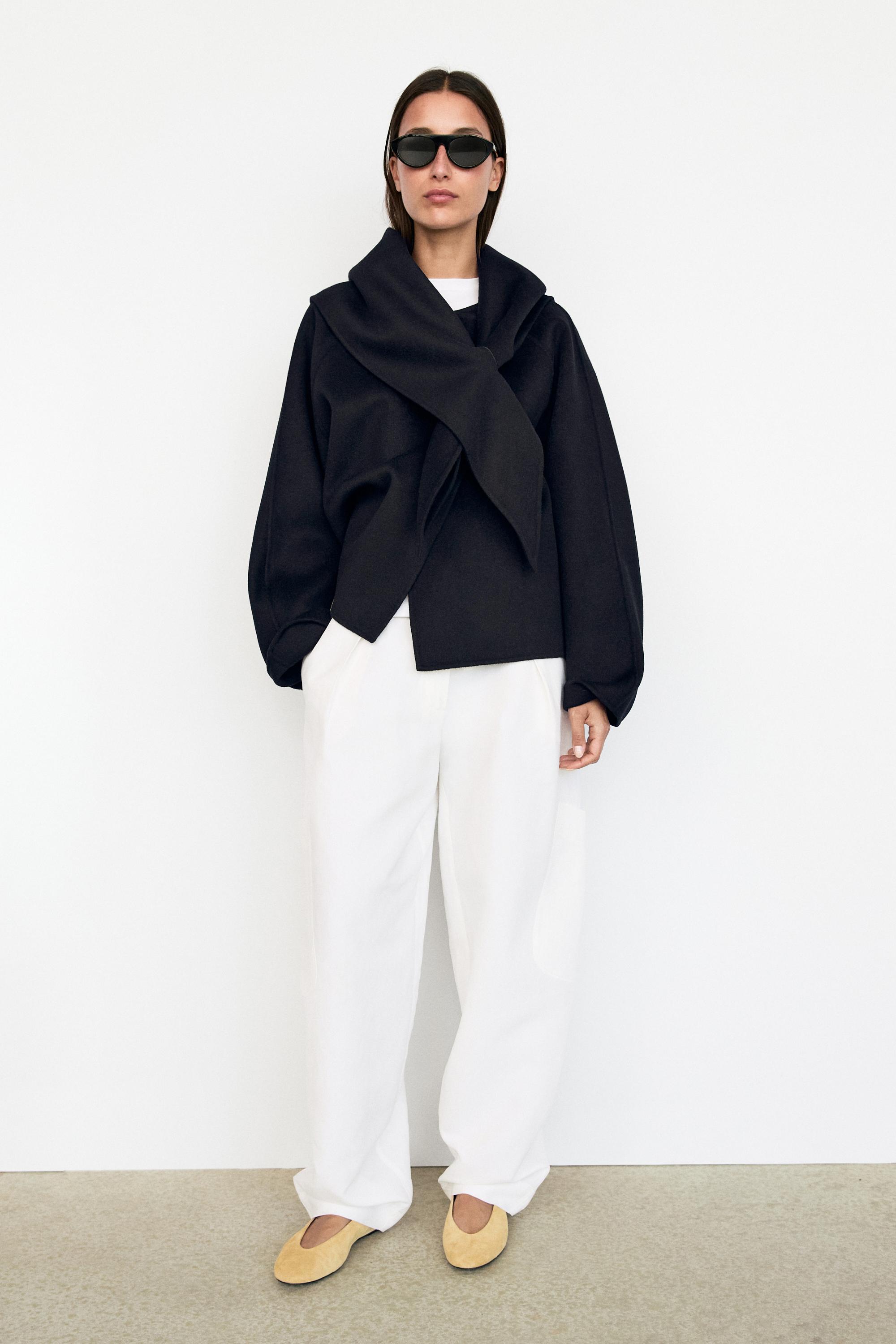 Short coat with scarf detail