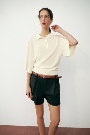 3/4 SLEEVE KNIT POLO SHIRT - Ecru by Zara