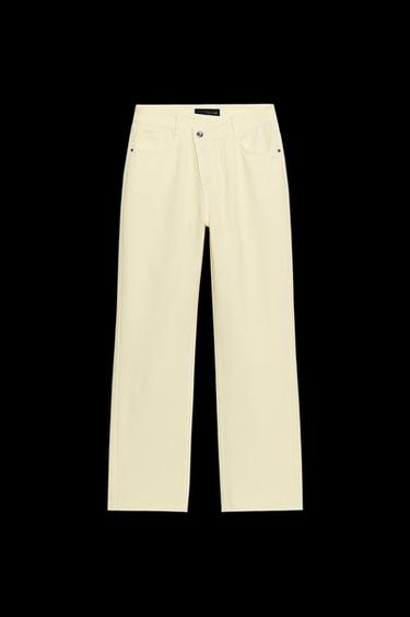 JEANS Z.09 STRAIGHT ANKLE TIRO ALTO CINTURA CRUZADA - Amarillo de Zara - Imagen 0