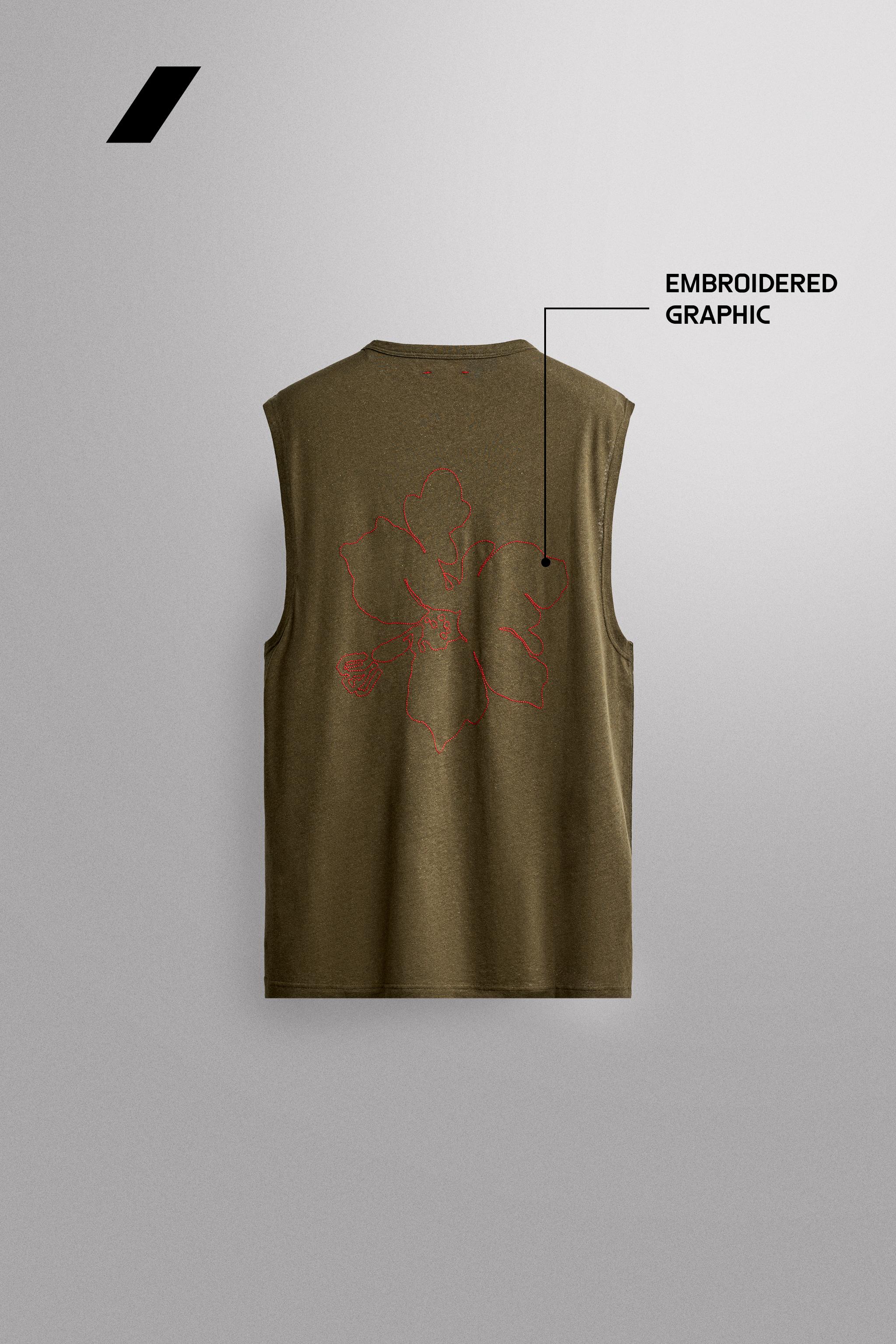 Мужские топы Zara LIGHTWEIGHT LINEN COTTON TANK TOP — фото 7