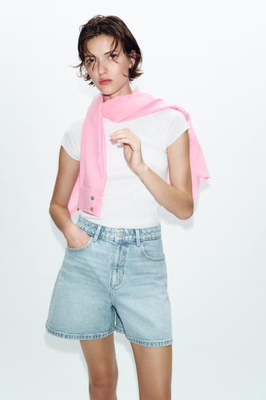 Zara ŠORTS MOM KROJA Z1975 – svetloplava