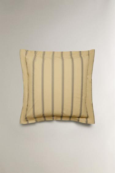 STRIPED PERCALE PILLOWCASE (300 THREAD COUNT) - Yellow by Zara - Image 2