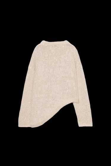 Zara ASYMMETRIC KNIT JUMPER - Ecru / Beige