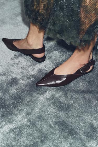 BUCKLED LEATHER MULES - Chocolate Brown by Zara
