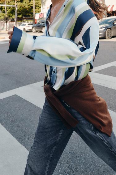 CHEMISE SATINÉE À RAYURES - Multicolore de Zara - Image 5