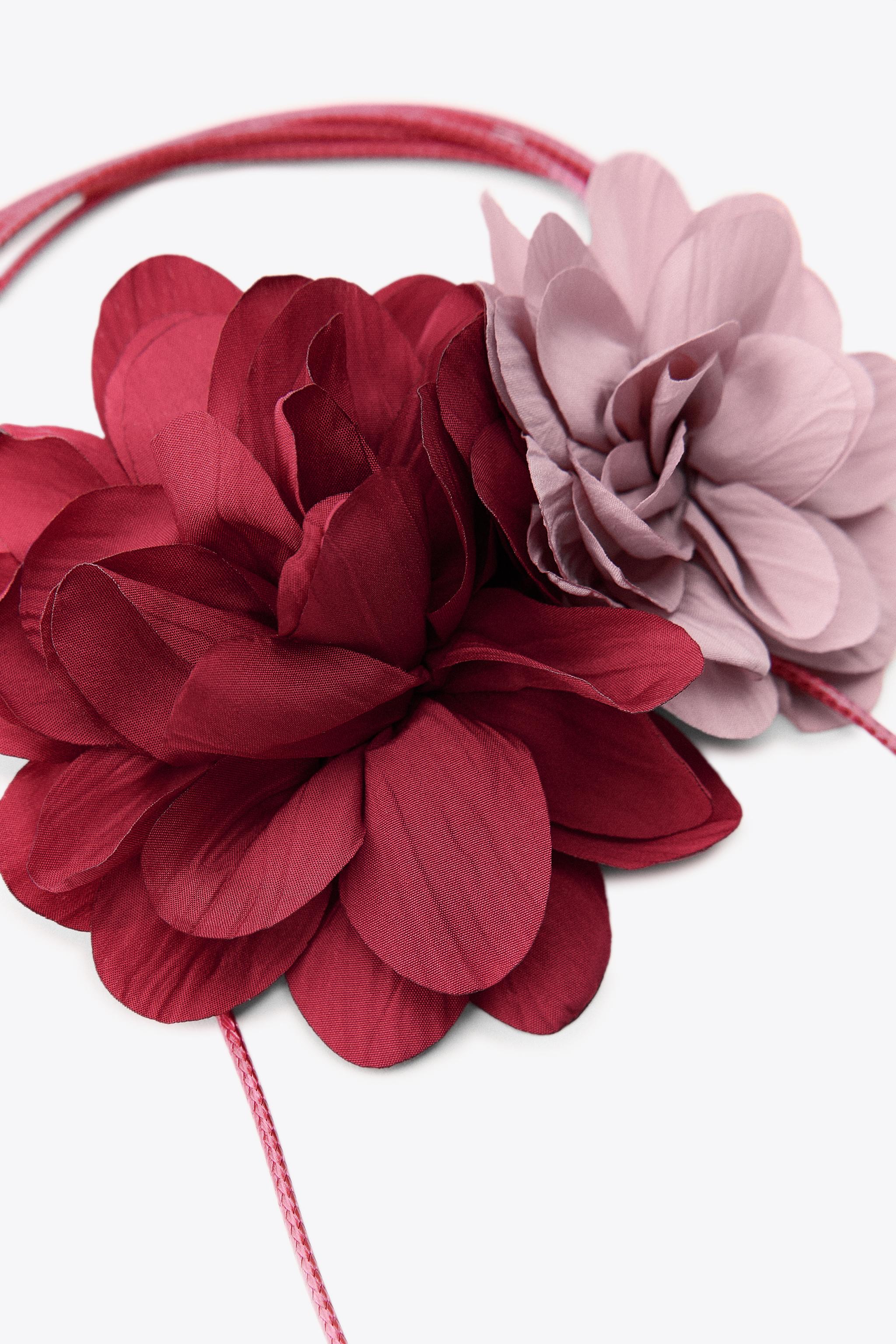 R91CP【Carola flower】 NECK FLOWERS WITH CORD - Fuchsia | ZARA United Kingdom