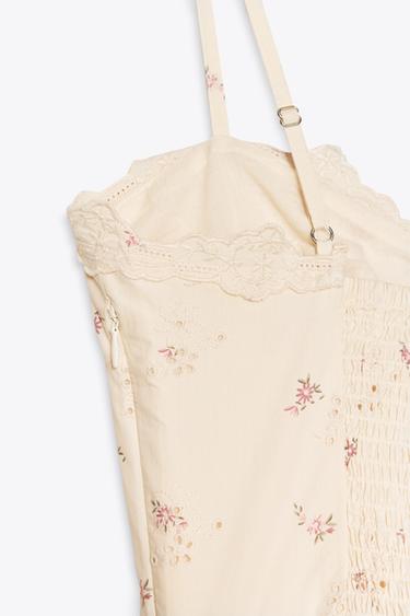 ROBE CORSELET EN POPELINE IMPRIMÉE FLEURS - Vanille de Zara - Image 5