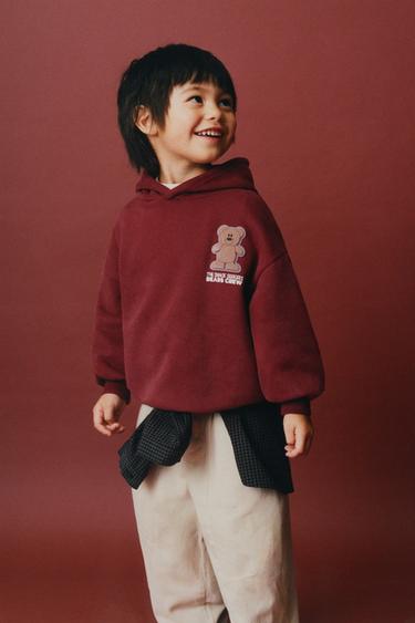 BEAR HOODIE - Burgundy by Zara