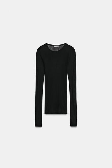 T-SHIRT EN COTON SUPIMA® - Noir de Zara - Image 3