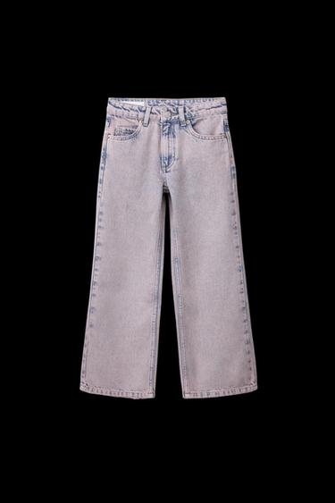 Zara DISTRESSED EFFECT WIDE LEG JEANS - Pink - Image 0