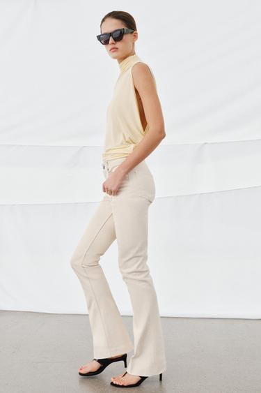 ZW COLLECTION MID-WAIST BOOTCUT JEANS - Ecru by Zara - Image 3