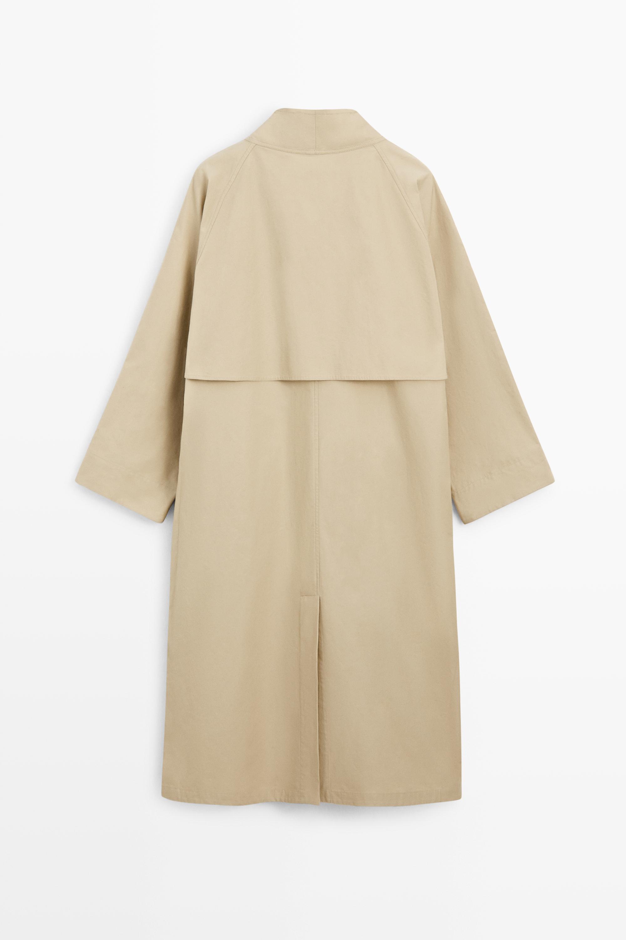 100% Cotton High-Neck Trench Coat