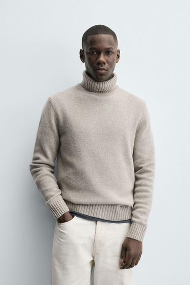 WOOL BLEND HIGH NECK JUMPER - Ecru / Marl by Zara