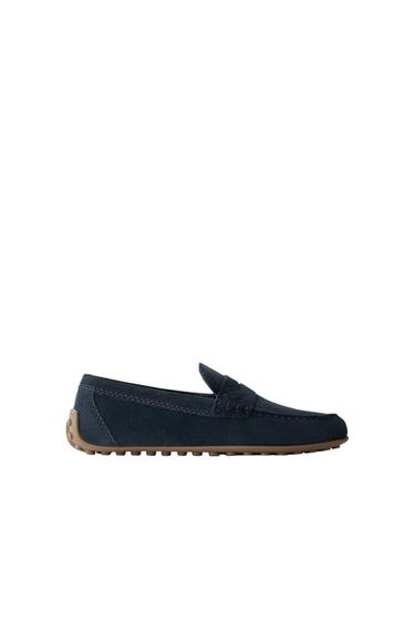 SPLIT SUEDE LOAFERS - Navy Blue by Zara