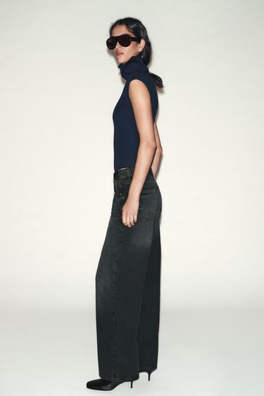BODY IN COTONE A COLLO ALTO - Blu Marino di Zara
