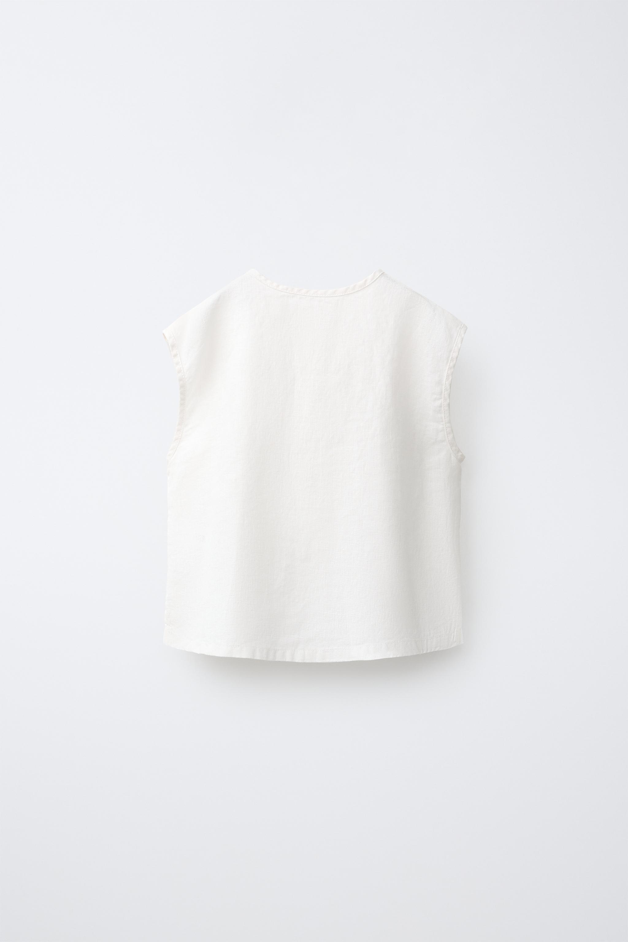 100% LINEN SLEEVELESS SHIRT