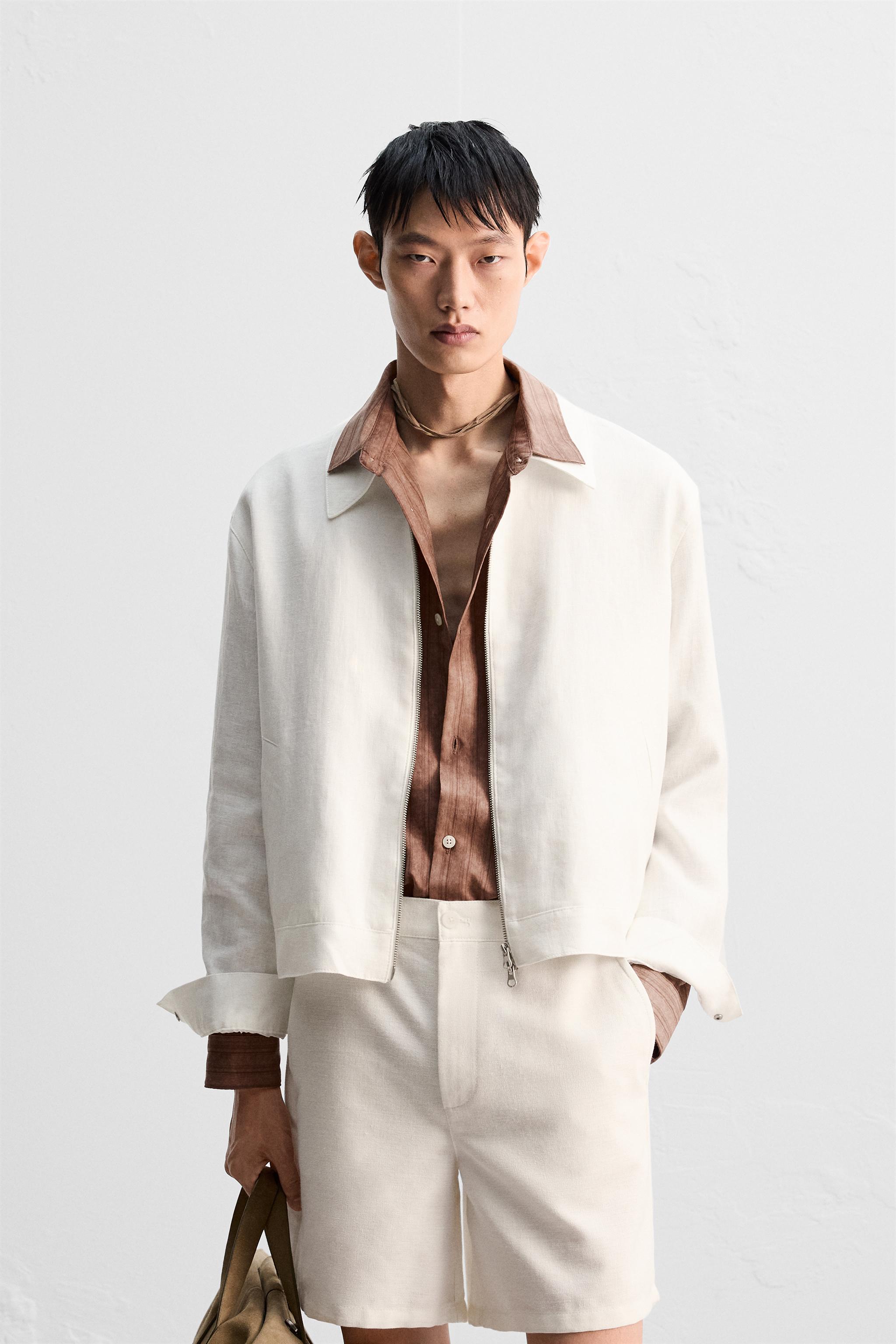 ZARA - ZARA BASIC ノーカラージャケット 白 ホワイトの通販 by