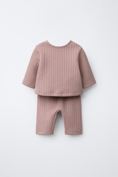 Zara 2-IN-1 JUMPER JACKET AND PANTS SET - Chalk pink - Image 0