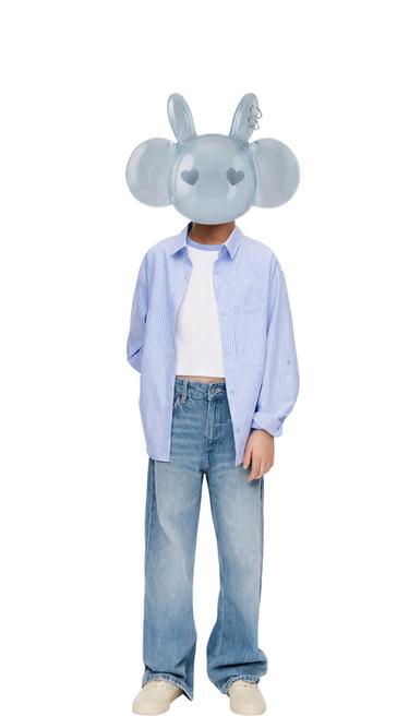 ШИРОКІ ДЖИНСИ З ЕФЕКТОМ ПОТЕРТОСТІ - Блакитний Zara