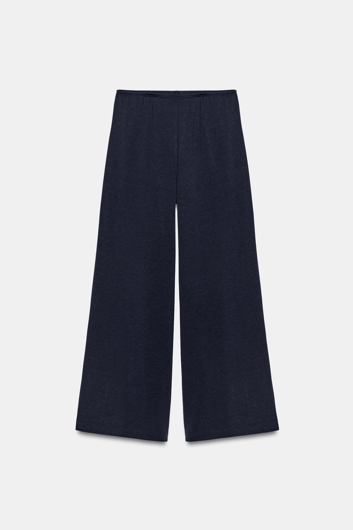 Женские брюки Zara Wide Leg, цвет: Тёмно-синий — фото 4