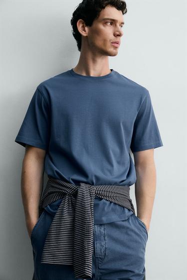 T-SHIRT MEDIUM WEIGHT À MANCHES COURTES - Bleu moyen de Zara - Image 4
