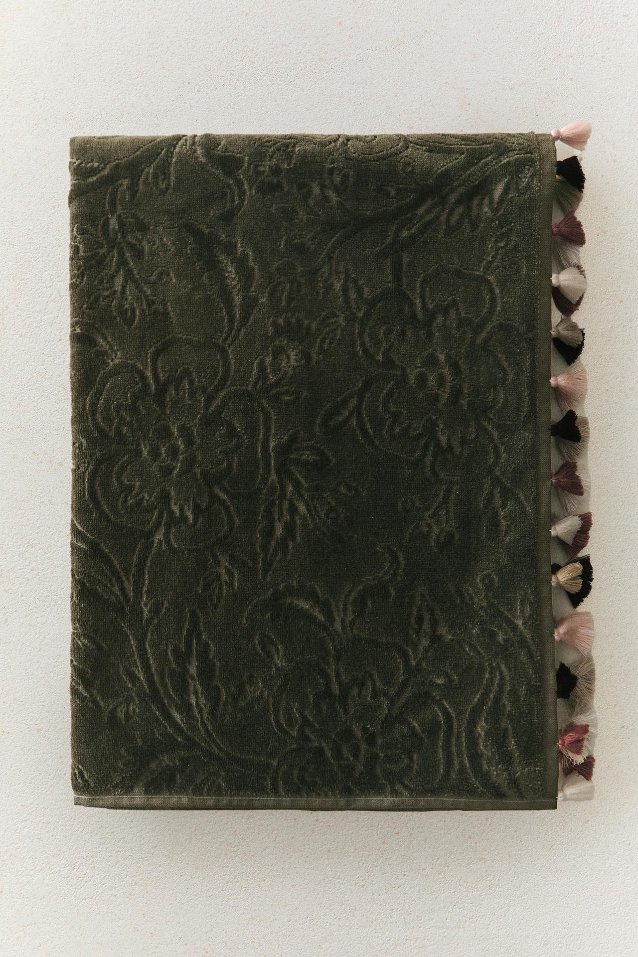 Jacquard Pompom Bath Towel — Greens