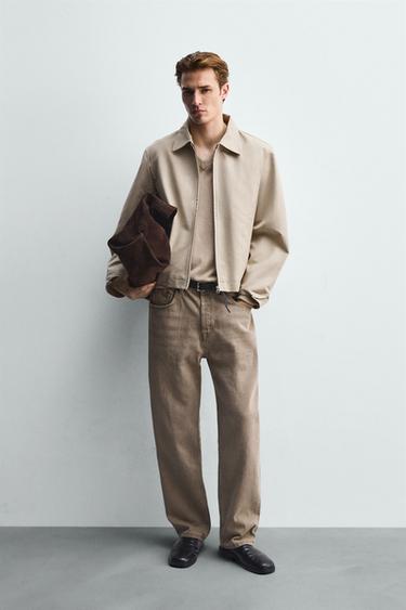 RELAXED FIT ZIP-UP JACKET - Olive Green by Zara