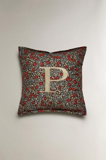 FLORAL CHRISTMAS LETTER 'P' CUSHION - Multicoloured by Zara - Image 0