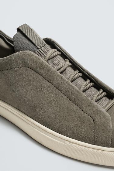 LEATHER TRAINERS - Taupe Grey by Zara - Image 5