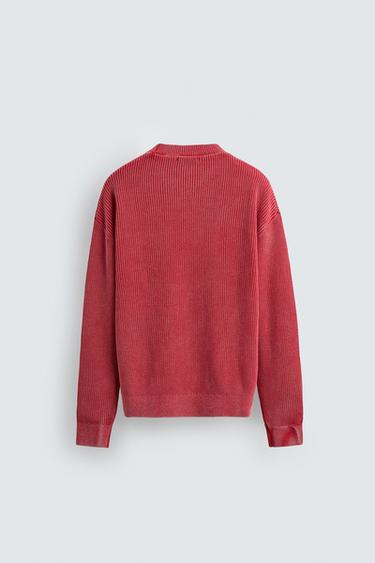 PULL STRUCTURÉ CANNELÉ DÉLAVÉ - Rouge de Zara - Image 7