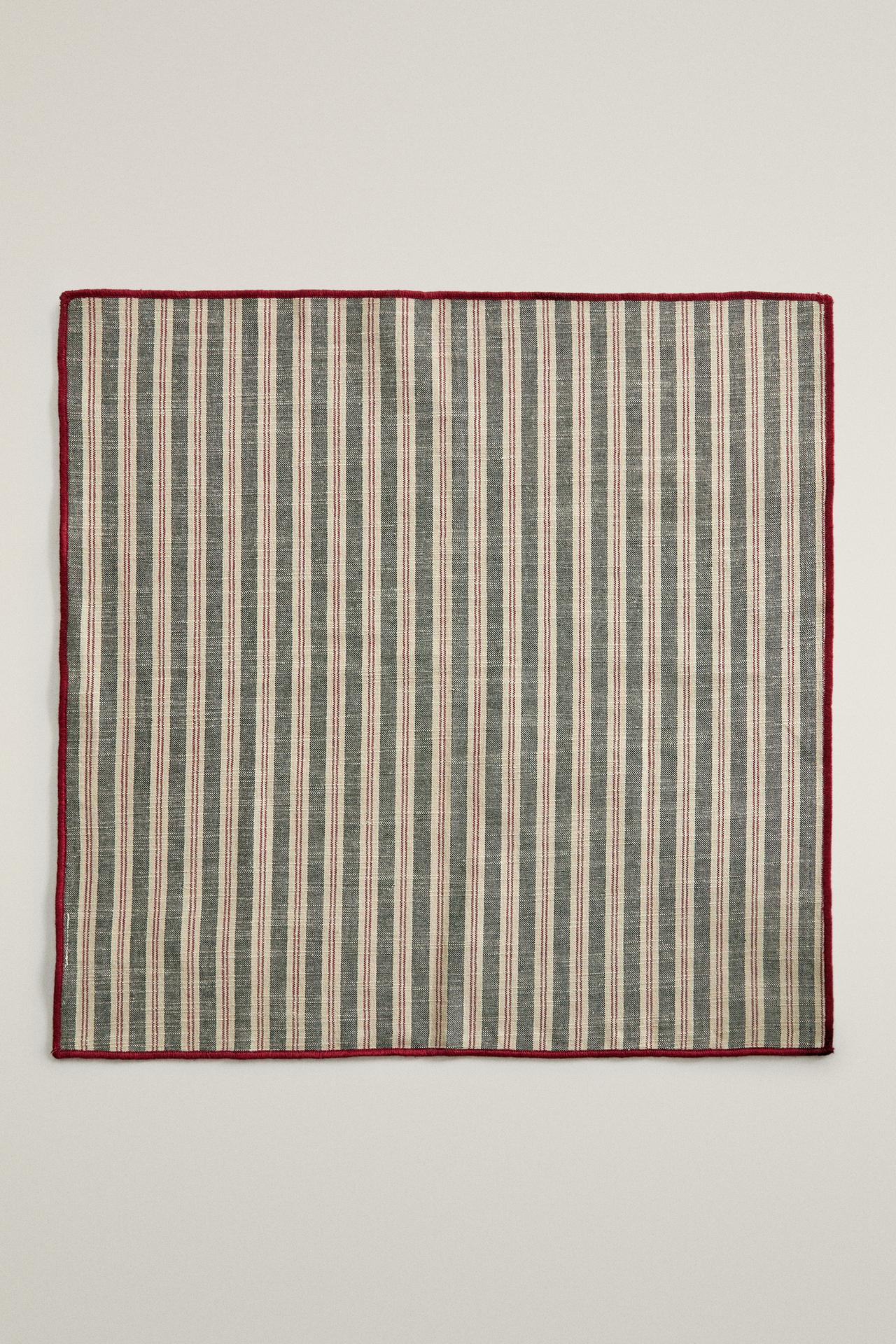 STRIPED CHRISTMAS COTTON NAPKINS (PACK OF 2) — Greens