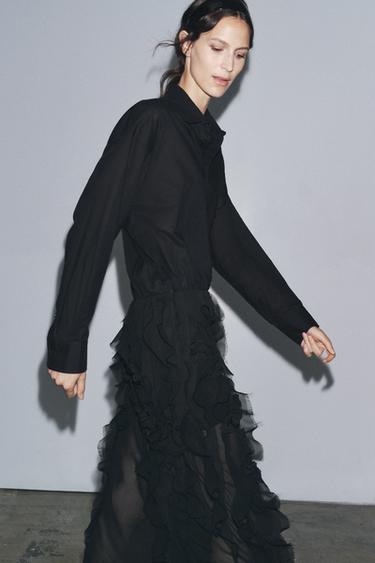 ZW COLLECTION OVERSIZE SHIRT - Black by Zara - Image 1