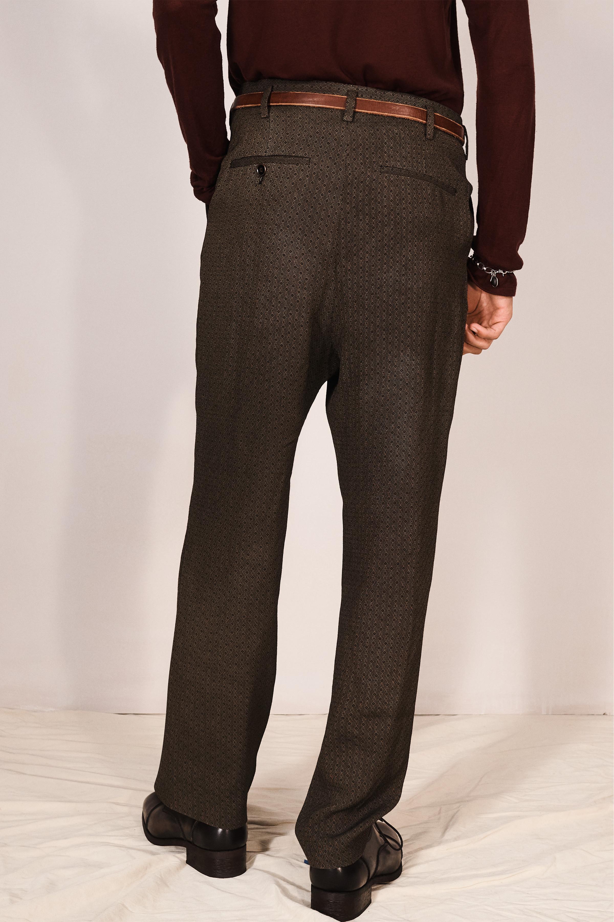 GEOMETRIC JACQUARD PLEATED PANTS