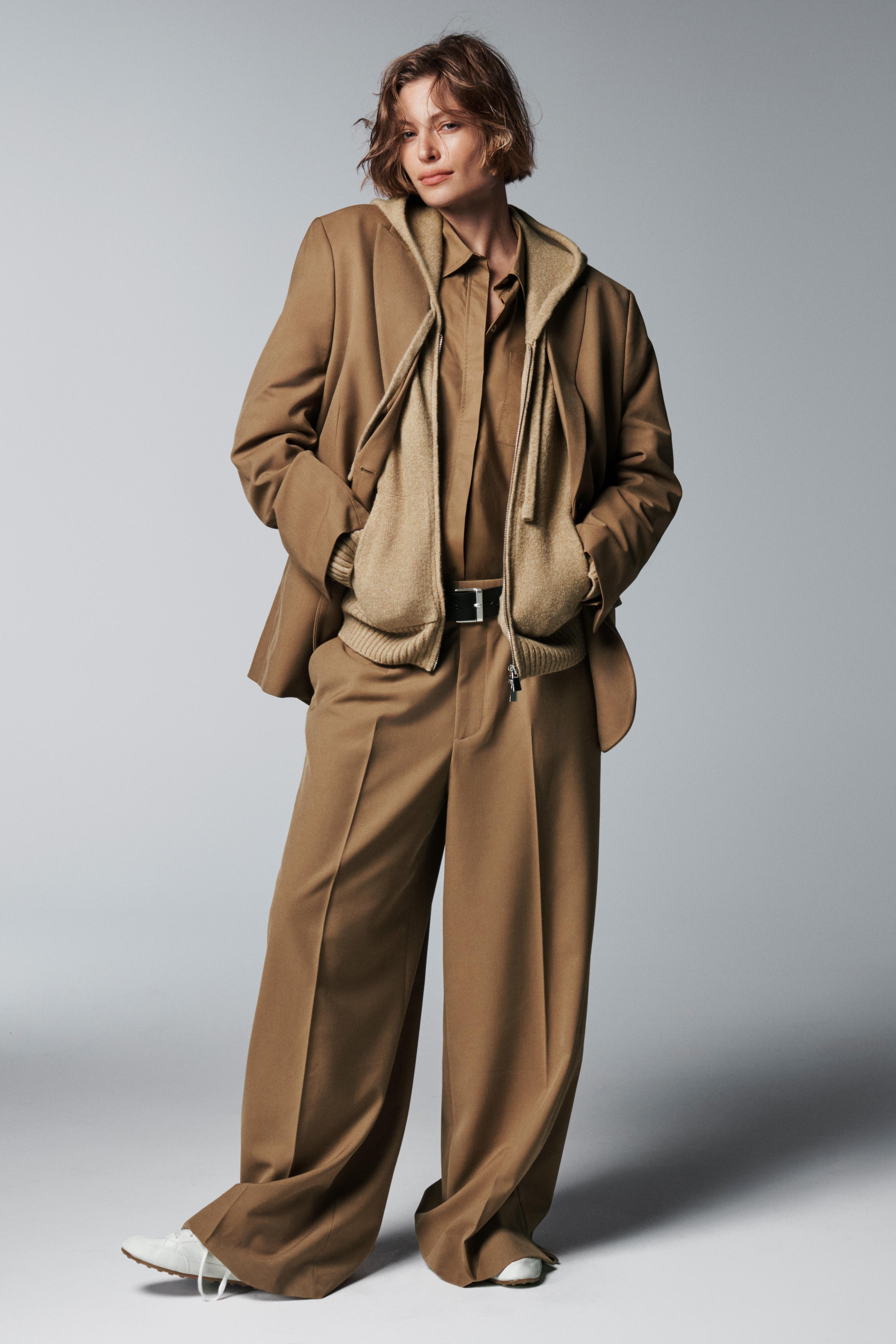 ZW COLLECTION ワイドレッグパンツ - キャラメル | ZARA Japan