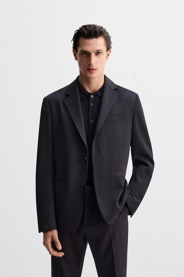 100% WOOL SUIT BLAZER - Navy blue by Zara