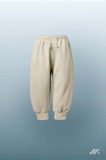 Zara FLOCKED LOGO JOGGER PANTS - Greenish