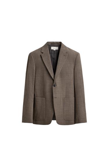 ÁO KHOÁC BLAZER VẢI DỆT 100% LEN THEO BỘ - Màu nâu hạt dẻ từ Zara