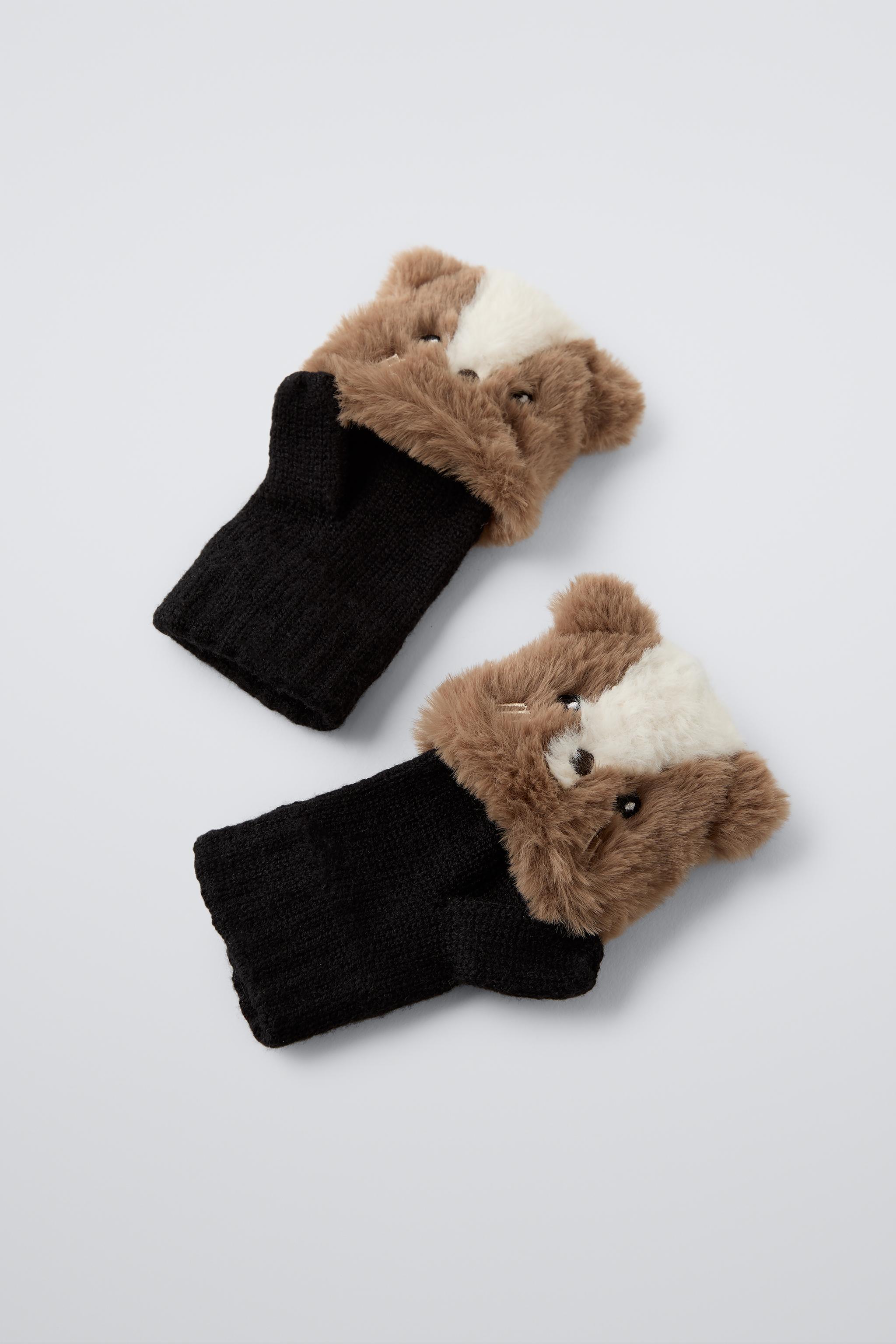 BEAVER EFFECT MITTEN GLOVES