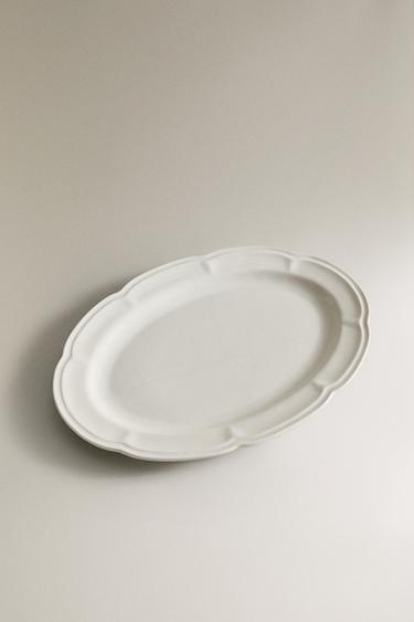 PORCELAIN SERVING DISH WITH RAISED DESIGN - White by Zara - Image 1