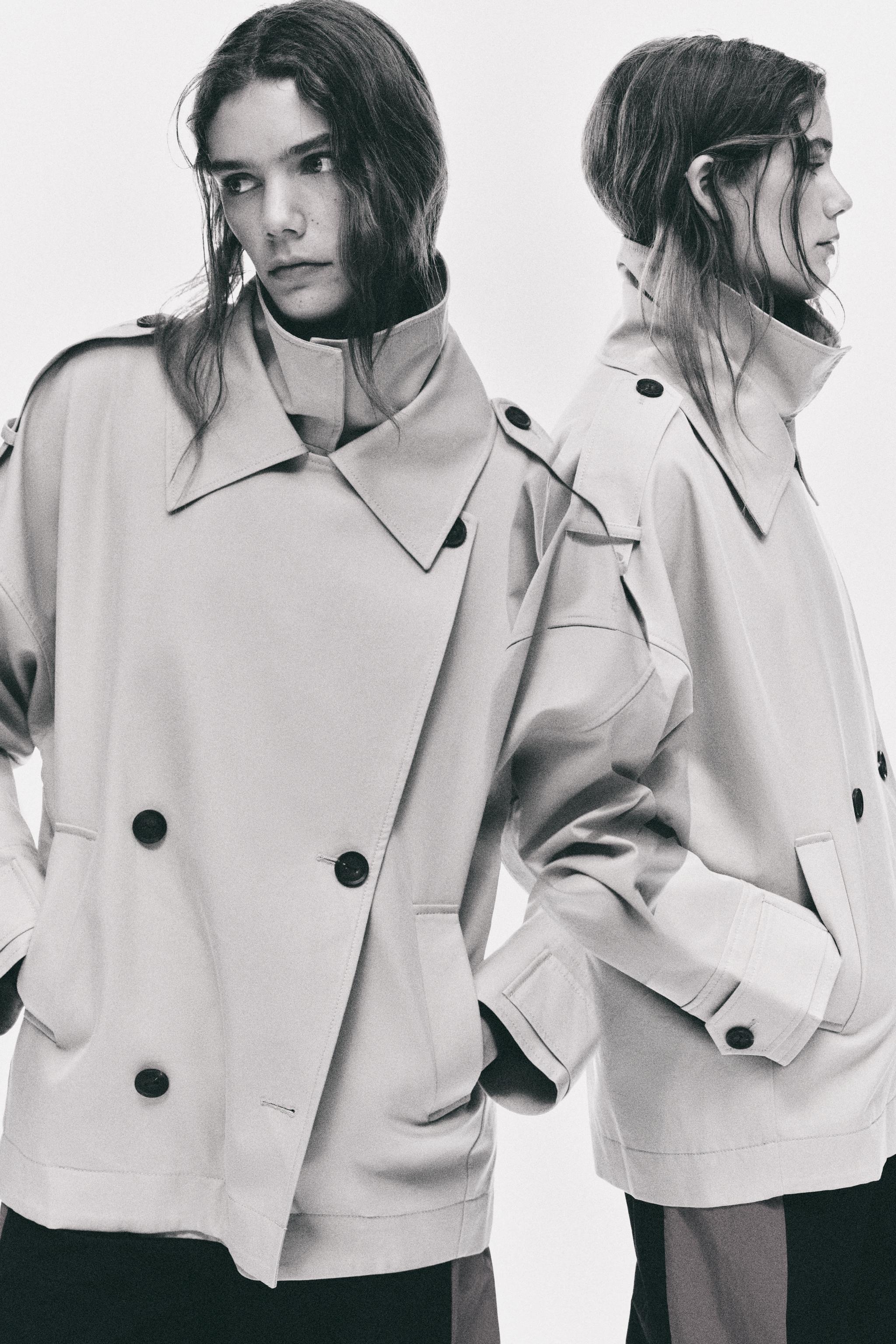 Zara KISA OVERSIZE DİK YAKALI TRENÇKOT görsel 6