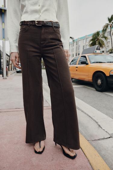 ДЖИНСЫ Z1975 WIDE LEG С ПОЯСОМ — КОРИЧНЕВЫЙ от Zara