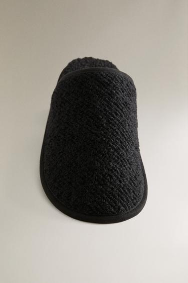 WARM SLIPPERS WITH LEATHER SOLE - Black by Zara - Image 4