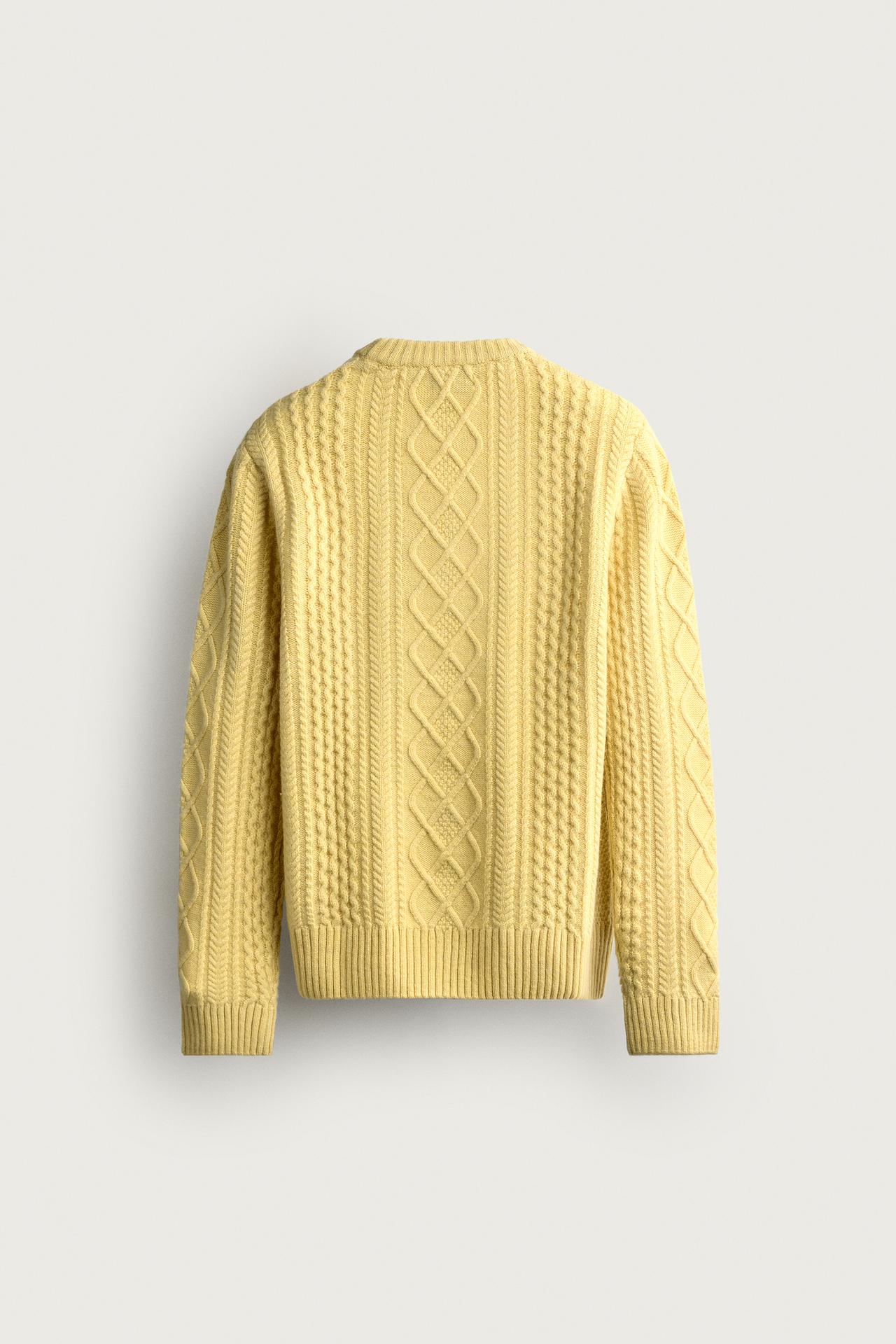 TEXTURED WOOL BLEND SWEATER — Lemon yellow