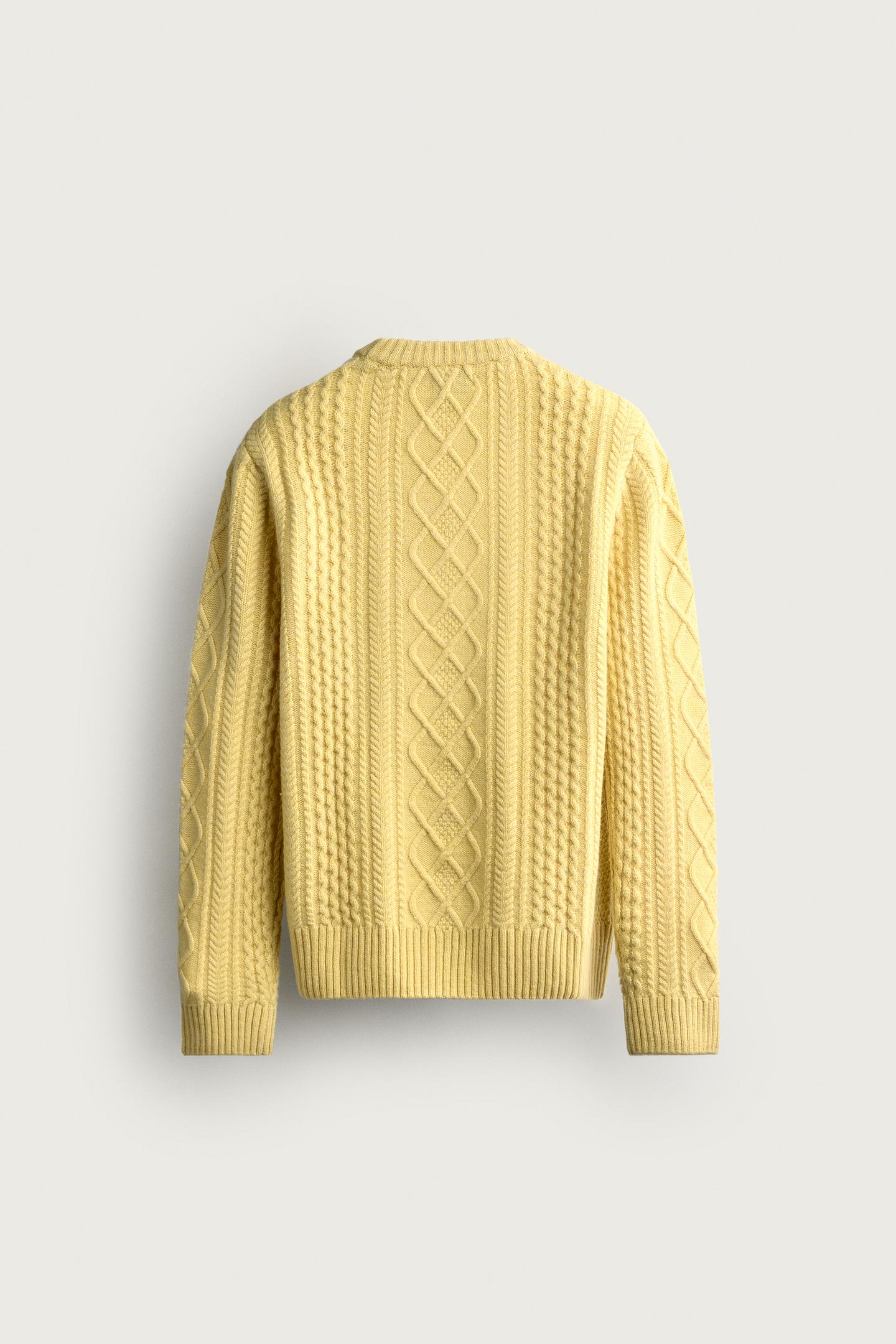 Мужской свитер Zara Textured Wool Blend, цвет: Лимонный жёлтый — фото 8