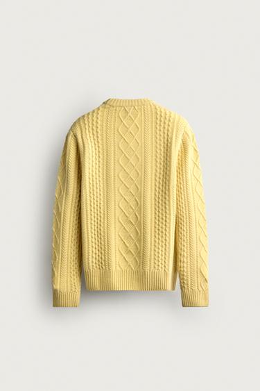 TEXTURED WOOL BLEND SWEATER — Lemon yellow 2