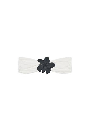 FLORAL BANDEAU BIKINI TOP - Ecru by Zara