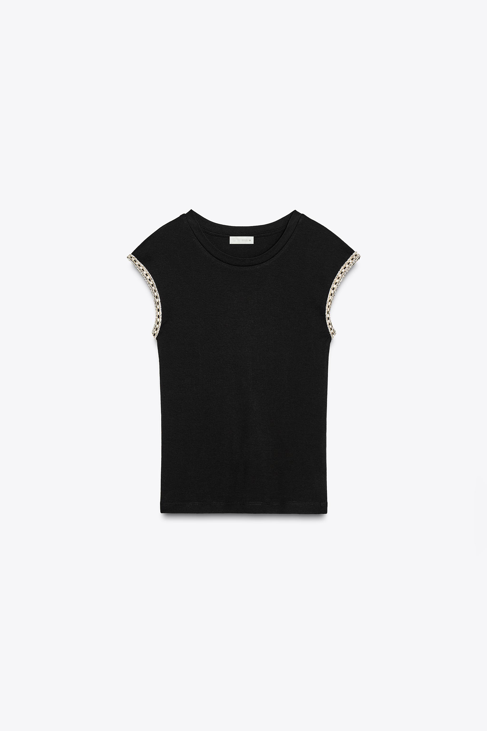 EMBELLISHED TRIM T-SHIRT - White | ZARA Australia
