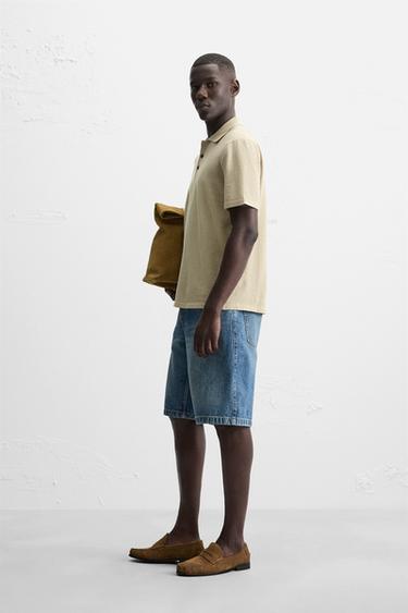 POLO EN MAILLE AVEC LIN - Beige de Zara - Image 3