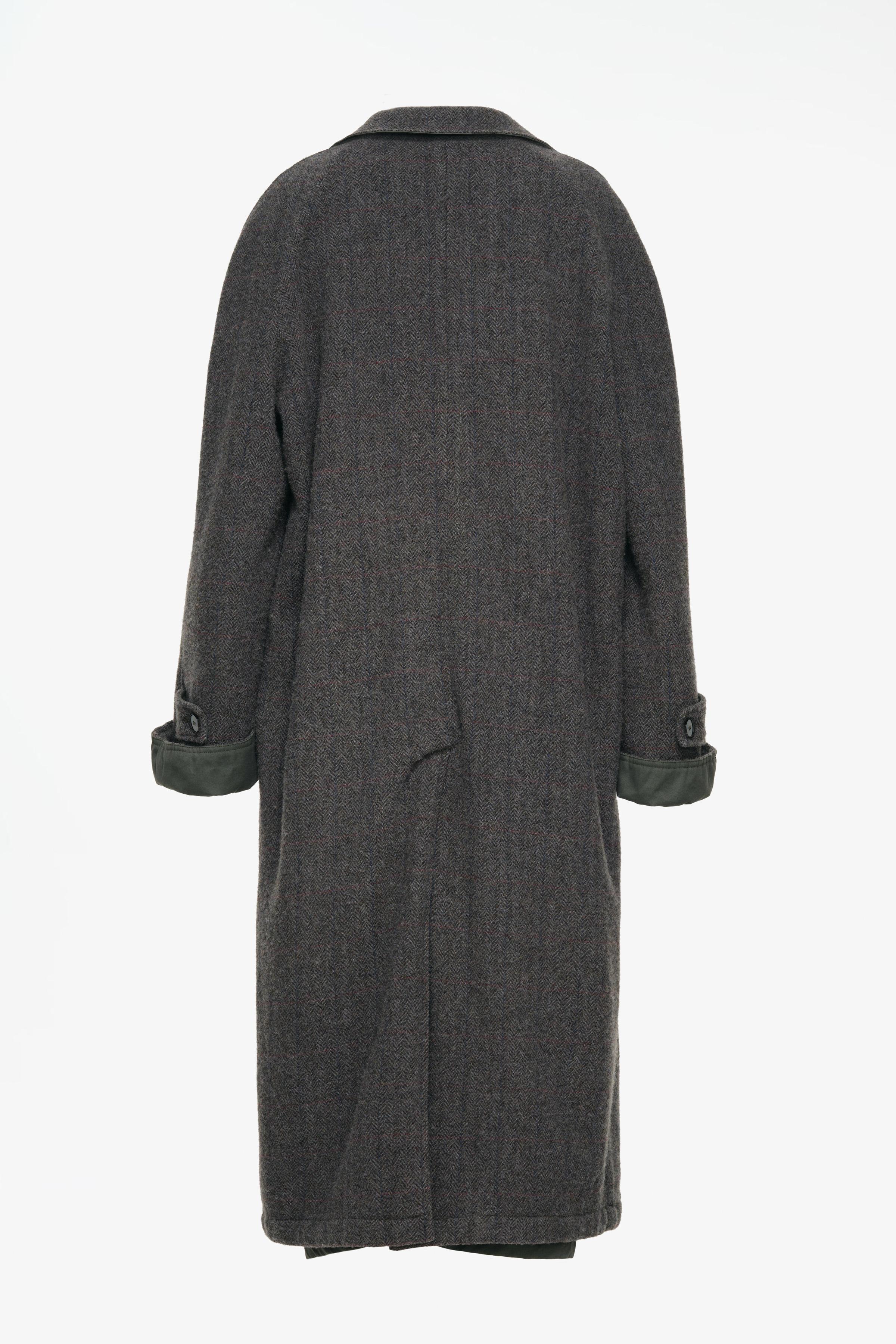 ウール ヘリンボーン ロングコート グレー　ZARA LIMITED EDITION 100%ウールヘリンボーンコート - グレーグリーン
